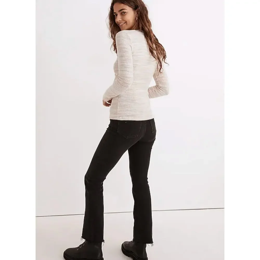 Madewell Space-Dye Faux-Wrap Knit Sweater Top Soft Rainbow Size XS Long Sleeve